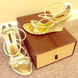 Damier, Louis vutton lace up wedges.