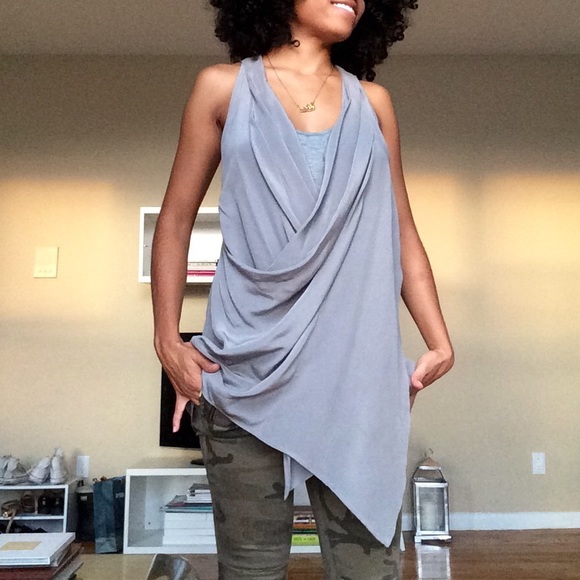 BEBE Grey Sculptural- Party Top