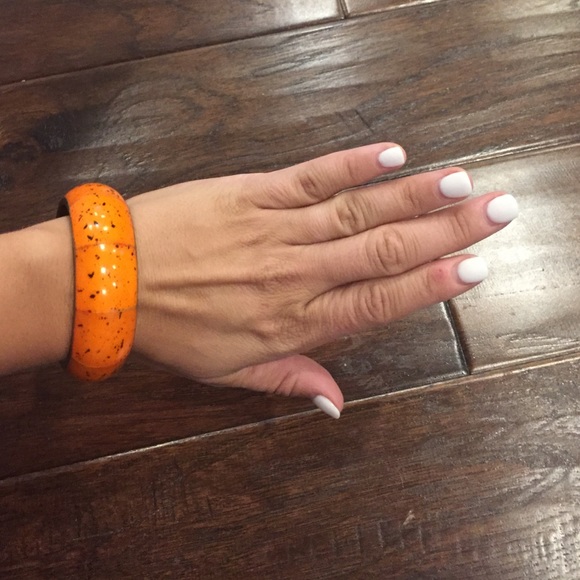 Orange enamel bangle