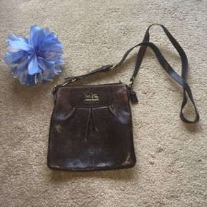 Authentic brown leather Coach cross body bag