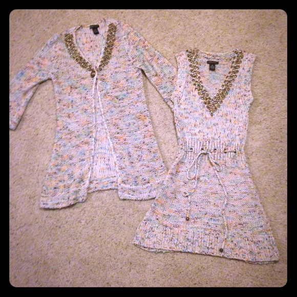 Sweater tunic with matching cardigan