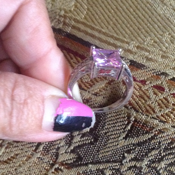 Pink topaz square CZ 925 SS - Picture 4 of 4