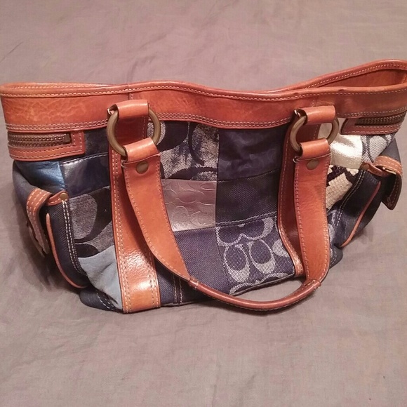 Authentic Coach Tote in Indigo Denim Patchwork - Picture 1 of 4
