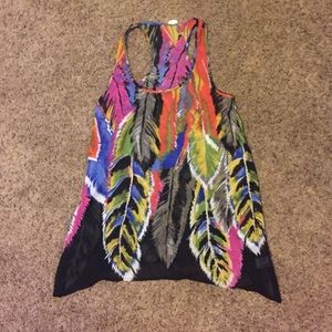 Feather print tank top
