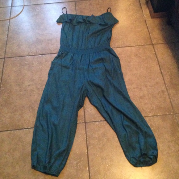 New teal strapless jumpsuit