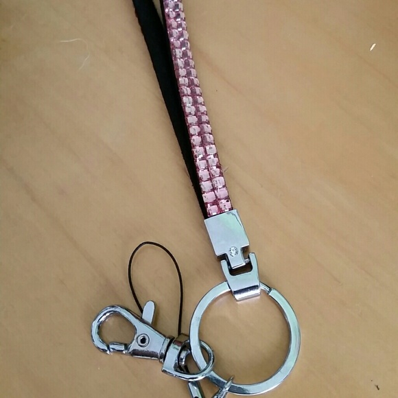Pink Jewel Wrist Lanyard Keychain Strap