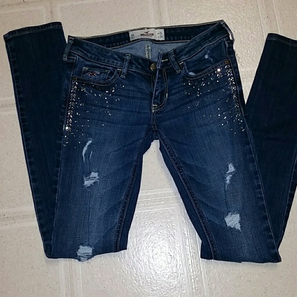 Embellished/distressed hollister skinny jean