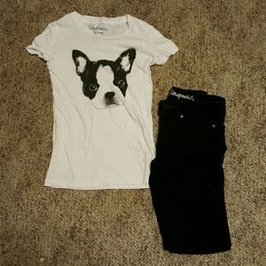 White tee, black pants NWOT both aeropostale