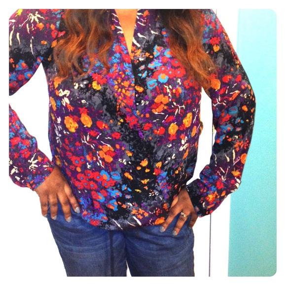 Tracy Reese Tops - Tracy Reese 'surplice' multi-colored Floral Blouse