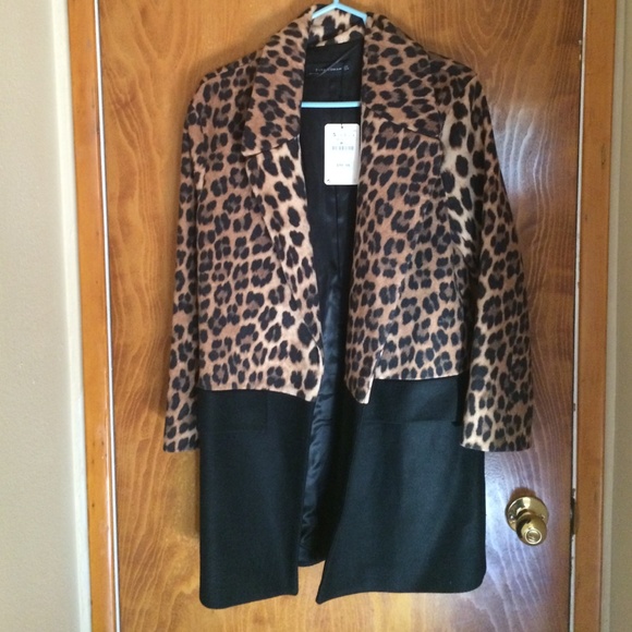 Zara leopard print color block coat