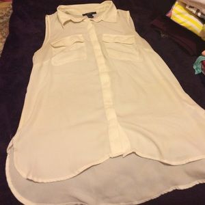 Pearl White Sleeveless Button Down
