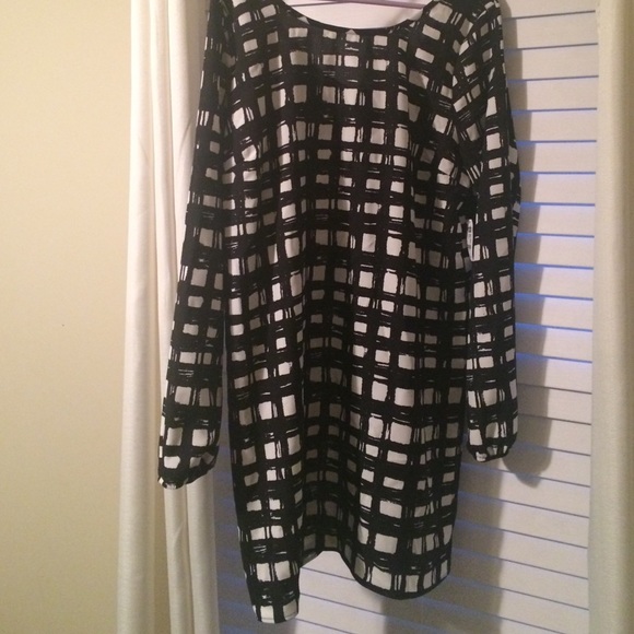 NWT! Black and white shift dress! Zipper back!