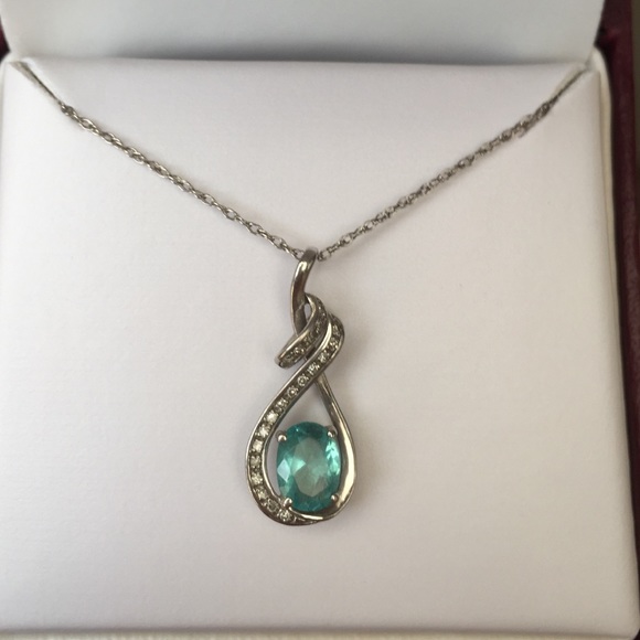 Paraiba Blue Tourmaline & Diamond Swirl Pendant