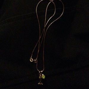 10k gold chain and lighthouse and peridot heart