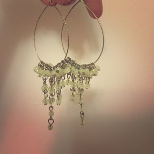 Gold and white beaded earrings