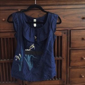 Anthropologie Floreat Silk Embroidered Blouse XS 2