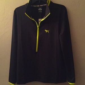 Black and Neon Green Victoria's Secret Half zip