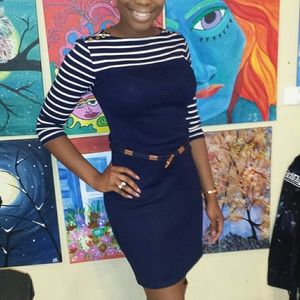 Navy and white Lauren Ralph Lauren dress