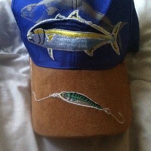 blue n brown suede fishing hat 🐠🎣