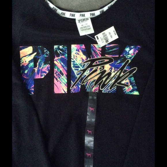 🎉FLASH SALE🎉PINK Victoria Secret Tropical Crew - Picture 2 of 2