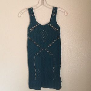 Turquoise and beige free people body con dress