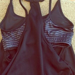 Black workout top with built in bra