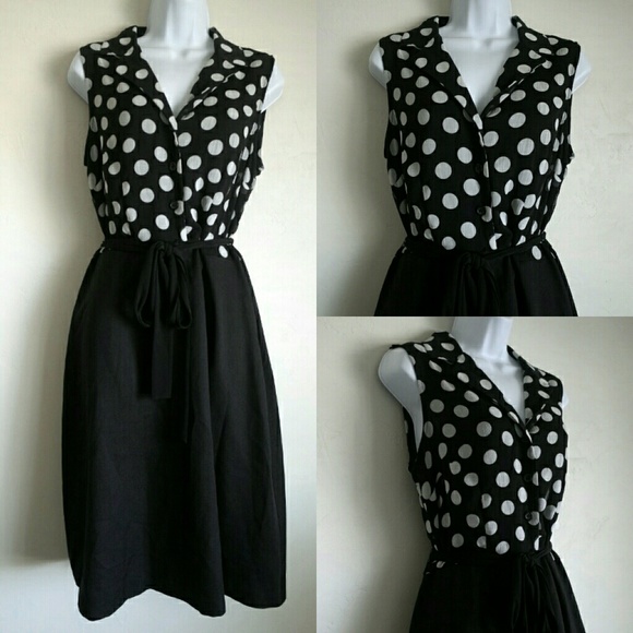 Chic Black and White Polka Dot Dress