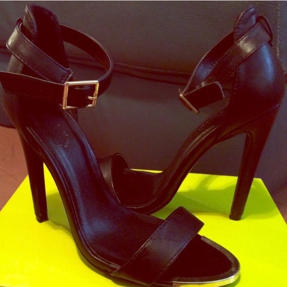 Black strapped heels