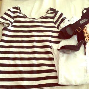 Zara black & white striped top