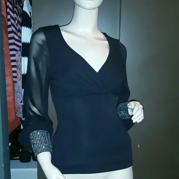 Flamingo Tops - ❌SOLD Black Long Sheer Sleeve with Little Studds❌