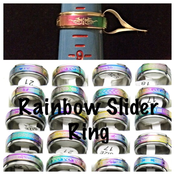 Stainless Steel Rainbow Slider Ring. NWT - Picture 1 of 1
