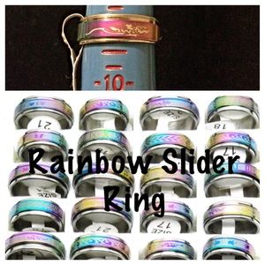 Stainless Steel Rainbow Slider Ring. NWT