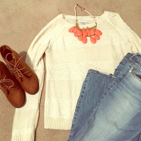 🚫SOLD🚫 Lauren Conrad Striped Cream knit sweater