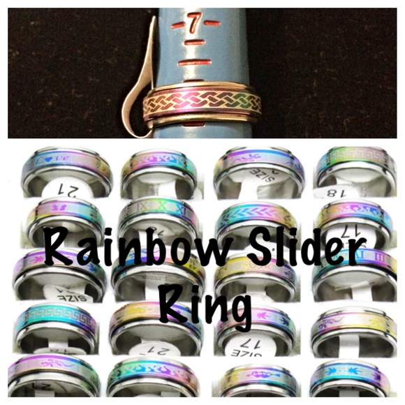 Stainless Steel Rainbow Slider Ring. NWT - Picture 1 of 1