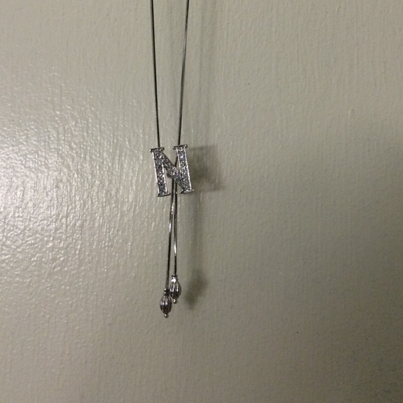 Silver initial "N" necklace