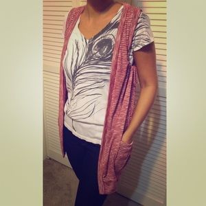 Pink and white striped vest