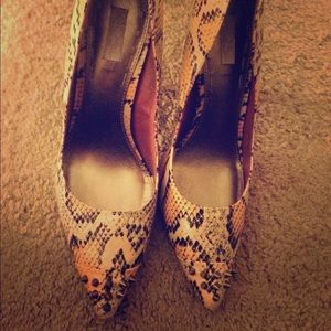 Rachel Roy peachy nude, snakeskin pumps