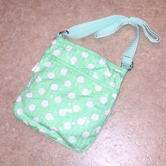 NWT!!  Mint green and white sequin cross body