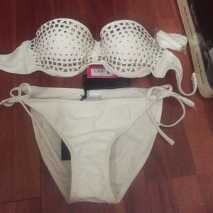NWT Cream color studded bikini