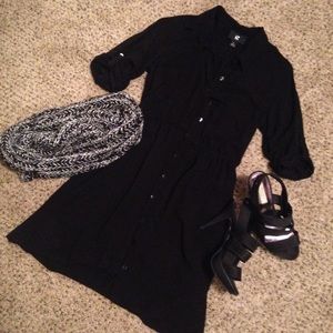 Black Button-Up Blouse Dress