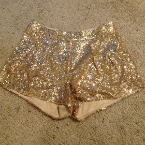 Gold sequin shorts