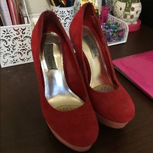 Steve Madden Red Suede Color Block Heels