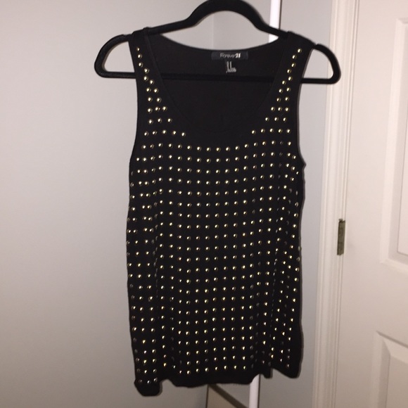 Black Silver studded tank top. Medium