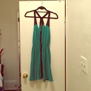 Green silk dress