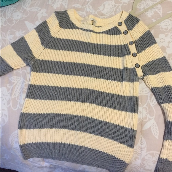 Grey and Cream Striped Sweater