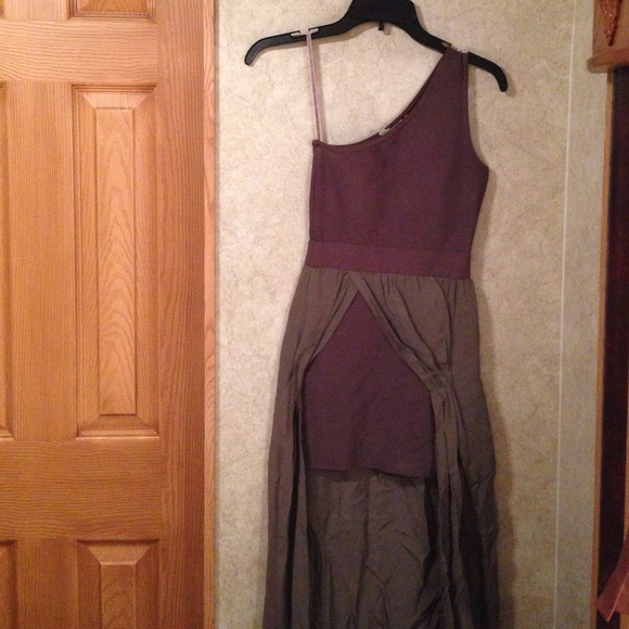 One shoulder mini dress with train