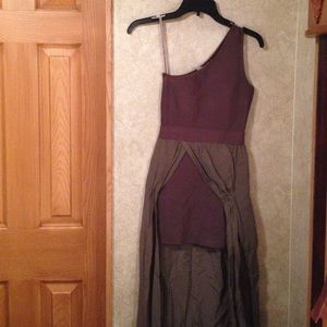 One shoulder mini dress with train