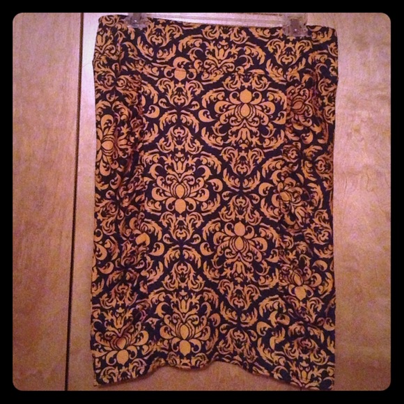Blue and gold paisley skirt
