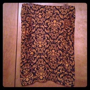 Blue and gold paisley skirt