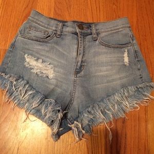 High waisted denim shorts